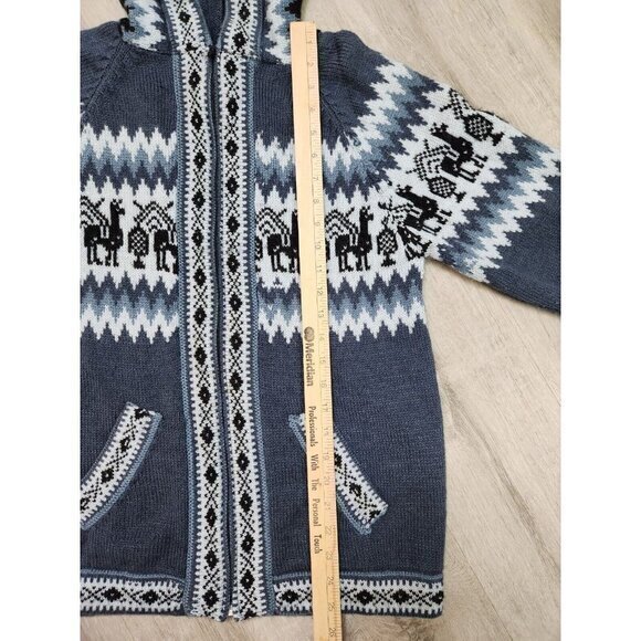 Vintage Alpaca Full Zip 100% Alpaca Fur Hooded Jacket Womens Large - Picture 6 of 6
